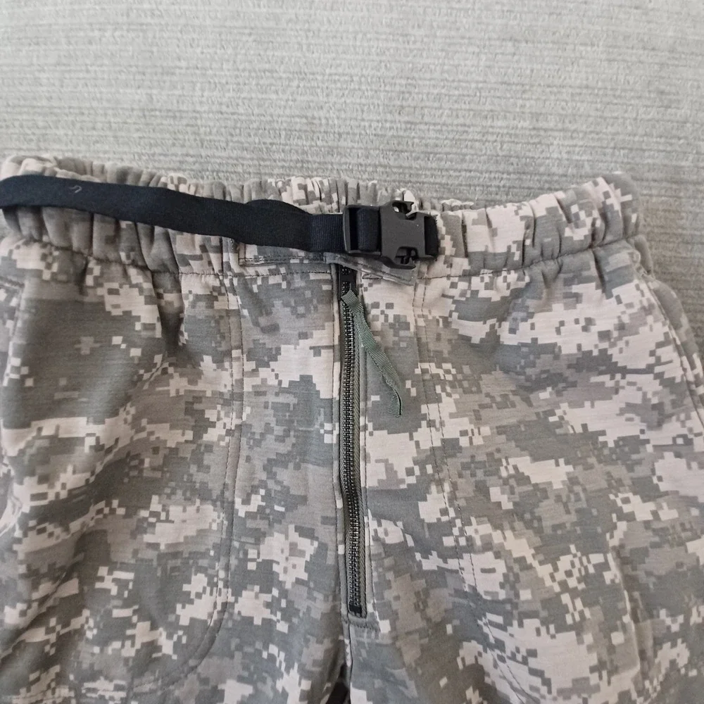 Massif Elements Pants‎ Men L Green Pixel Camo Cargo Belted Elastic Waist Hiking